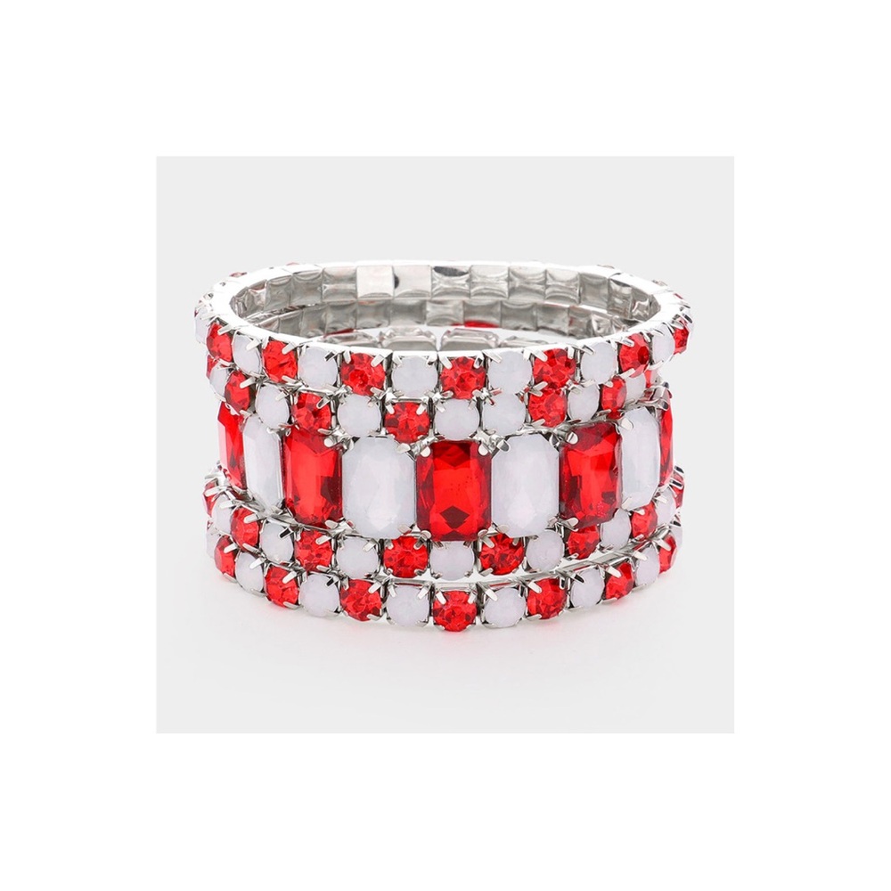 Elegant Red and Silver Gemstone Bracelet